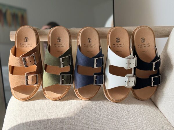 Brunello Cucinelli White Leather Slipper Replica