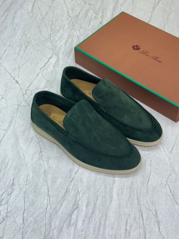 Loro Piana Dark Green Suede Loafers Replica Dubai