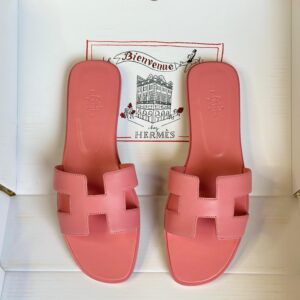 Hermes Pink Oran Slippers