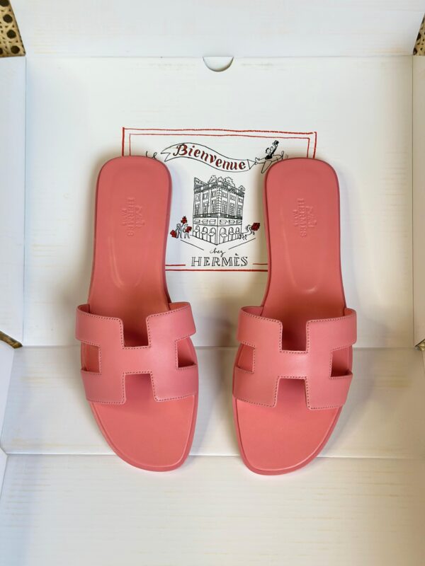 Hermes Pink Oran Slippers